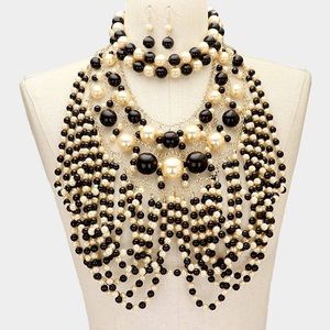 Beaded Cream and Gold Pearl Set